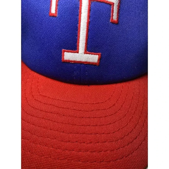 Vintage 80s Texas Rangers Snapback Trucker Mesh Snapback Hat Cap MLB Baseball - Picture 10 of 15